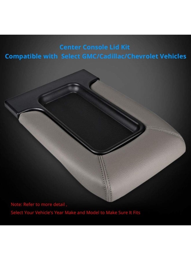KISSUN Compatible with Center Console Lid Armrest Kit Cadillac Chevrolet GMC Pickup Truck Suburban Tahoe Silverado Sierra Yukon XL-Replaces 19127365 Light Gray - Image 3