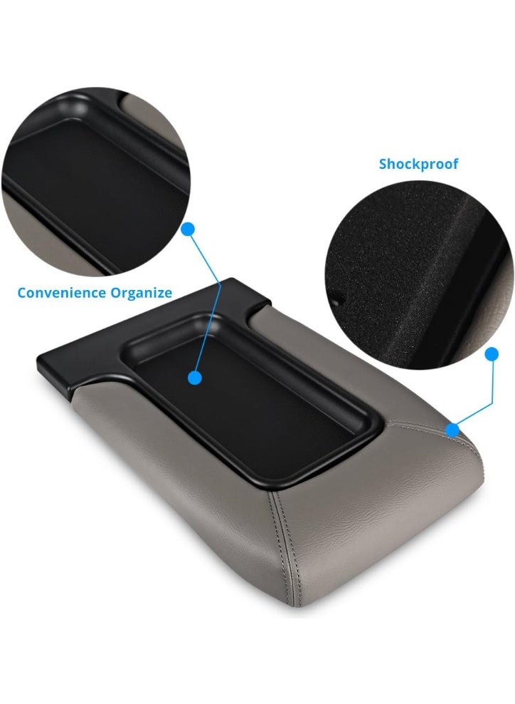 KISSUN Compatible with Center Console Lid Armrest Kit Cadillac Chevrolet GMC Pickup Truck Suburban Tahoe Silverado Sierra Yukon XL-Replaces 19127365 Light Gray - Image 4