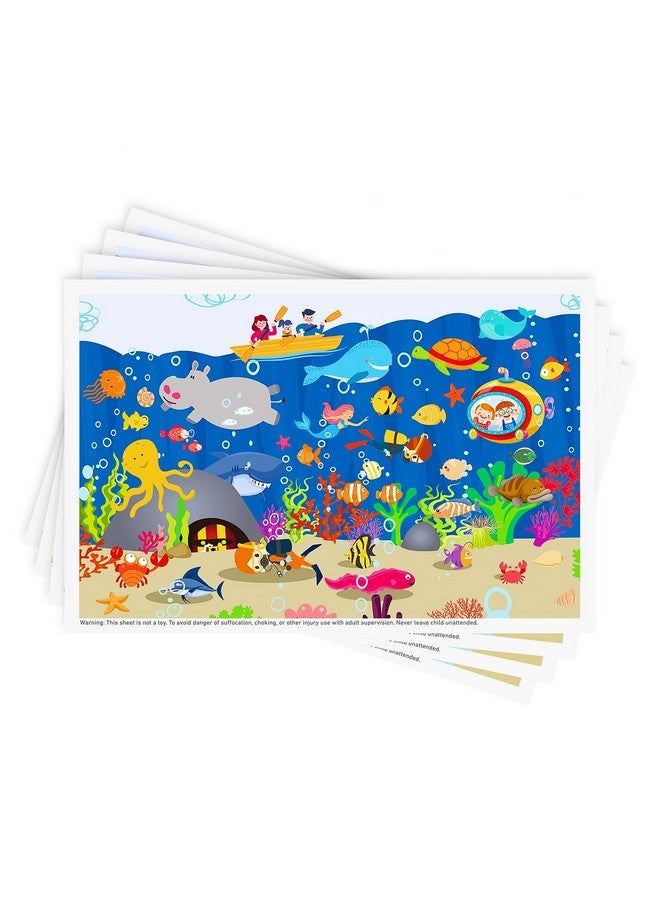 Babebay Disposable Stick On Placemats 40 Pack For Baby & Kids Restaurant Table Mats 12" X 18" Sticky Place Mats Toddler Baby Placemat Seabed Scuba Theme  - Image 1