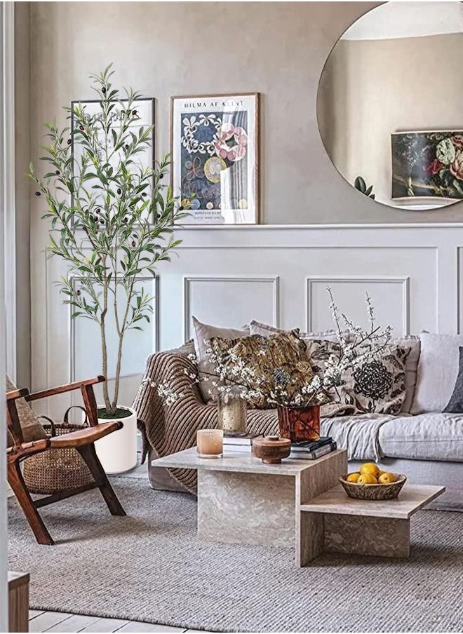 Tiokkss Artificial Olive Tree Tall Fake Potted Olive Silk Tree with Planter Large Faux Olive Branches and Fruits Artificial Tree for Modern Home Office Living Room Floor Decor Indoor  - Image 3