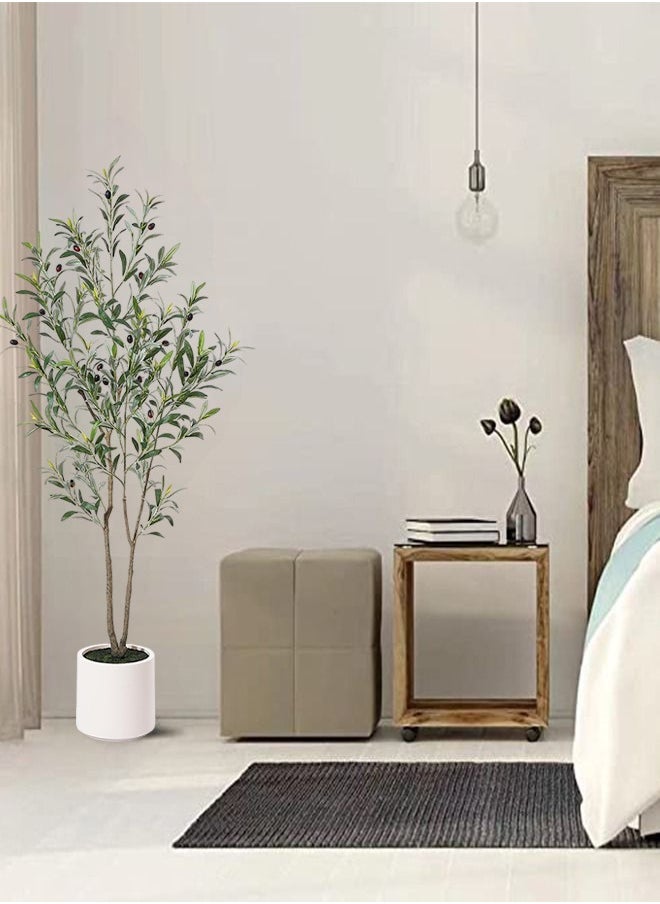 Tiokkss Artificial Olive Tree Tall Fake Potted Olive Silk Tree with Planter Large Faux Olive Branches and Fruits Artificial Tree for Modern Home Office Living Room Floor Decor Indoor  - Image 4