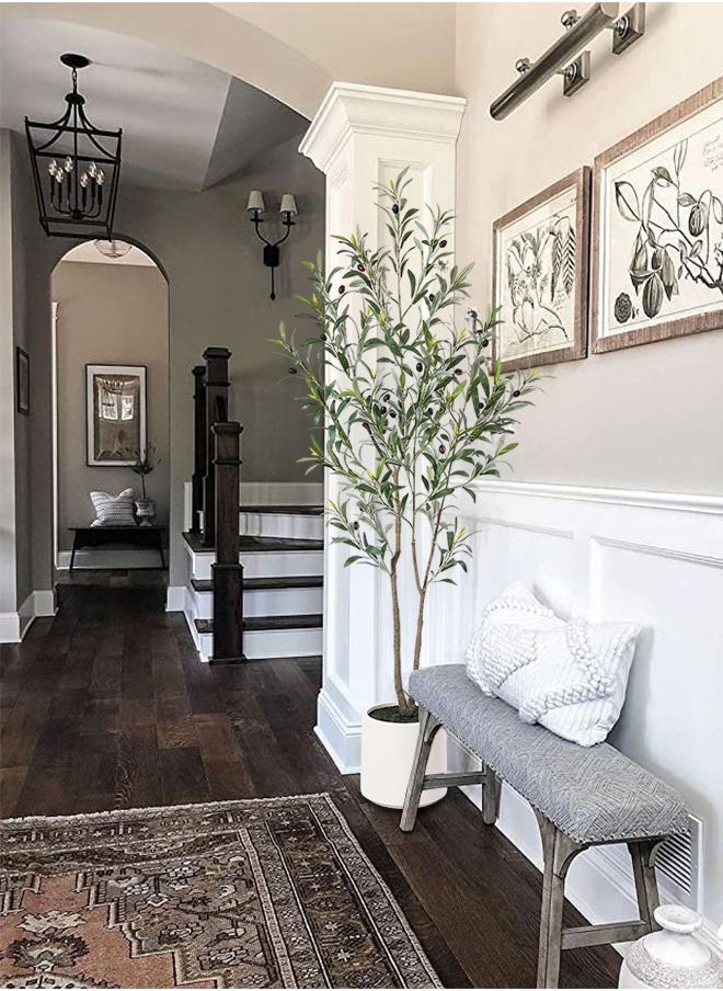Tiokkss Artificial Olive Tree Tall Fake Potted Olive Silk Tree with Planter Large Faux Olive Branches and Fruits Artificial Tree for Modern Home Office Living Room Floor Decor Indoor  - Image 5