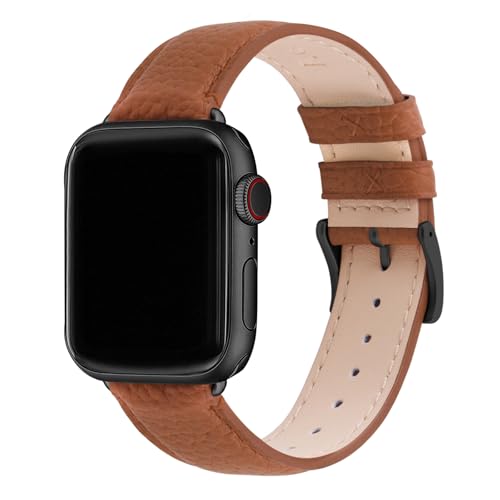 Fullmosa Compatible Apple Analog-Digital Watch Strap 41 40 38Mm, Leather Iwatch Band With Case For Series 8/7/6/5/4/3/2/1/Se/Se2 For Women Men-Brown + Gunmetal Buckle( Watch Not Included) - Image 1