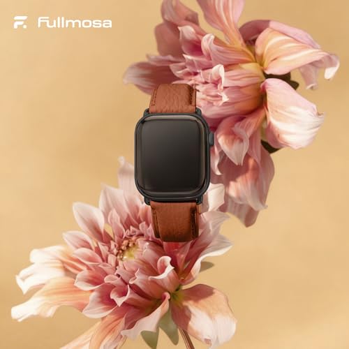 Fullmosa Compatible Apple Analog-Digital Watch Strap 41 40 38Mm, Leather Iwatch Band With Case For Series 8/7/6/5/4/3/2/1/Se/Se2 For Women Men-Brown + Gunmetal Buckle( Watch Not Included) - Image 2