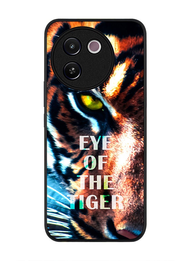 Stylizedd Rugged Black edge case for Vivo V30e, Slim fit Soft Case Flexible Rubber Edges Anti Drop TPU Gel Thin Cover -  Eye Of The Tiger - Image 1