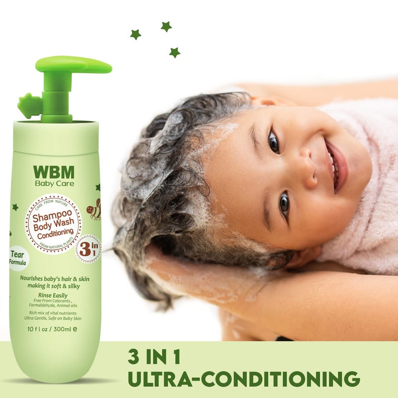 WBM Baby Care 3in1 Baby Shampoo Body Wash  Conditioner Care From Nature100 PlantBased No Tear Formula Safe on Babies Skin Kids Shampoo 300 ml 10 fl Oz - Image 2