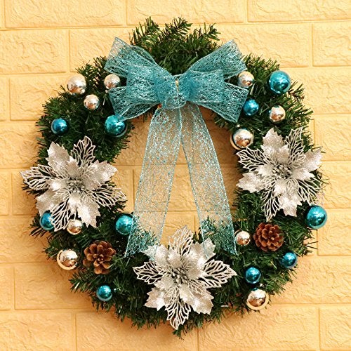 GL-Turelifes 12 Pcs 6.3'' Glitter Poinsettia Flowers Artificial White Christmas Flowers Christmas Tree Flowers Wreath Tree Ornaments with 12 Pcs Green Flower Stem - Image 5