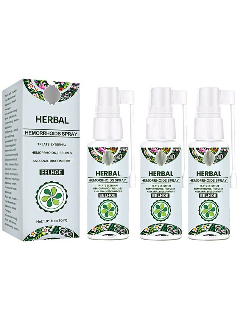 EELHOE Natural Herbal Hemorrhoids Spray，External And Internal Hemorrhoids Treatment With 100% Natural Herbal Extracts Formula(3pcs) - Image 1