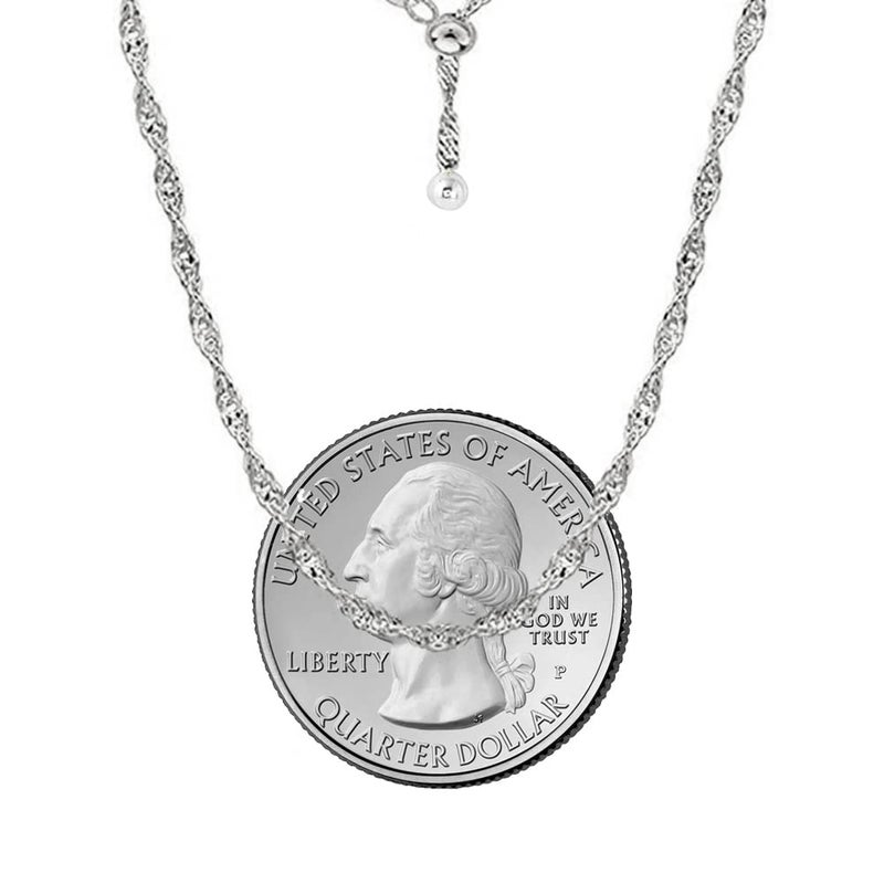 Savlano 925 Sterling Silver Italian Solid 1.5MM Singapore Twist Adjustable Bolo 14-24 Inch Chain Necklace For Women - Made in Italy Comes With a Gift Box (White) - Image 3
