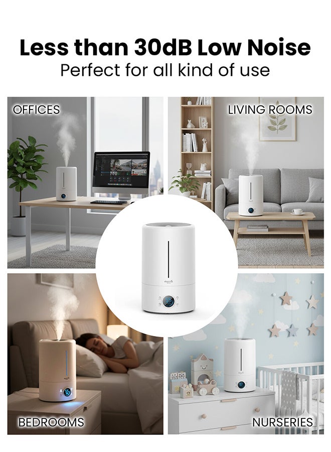 Deerma Cool Mist Purification Touch Display Smart Humidifier with Himidity Display UV Lamp Sterilization and 3 Mist Level for Home, Rooms & Office white - Image 5