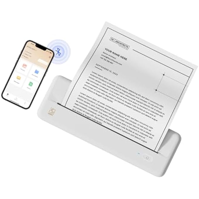 WIRELESS PORTABLE PRINTER - BLUETOOTH THERMAL PRINTER FOR TRAVEL, MOBILE OFFICE, SCHOOL, HOME COMPATIBLE WITH IOS ANDROID - Image 1