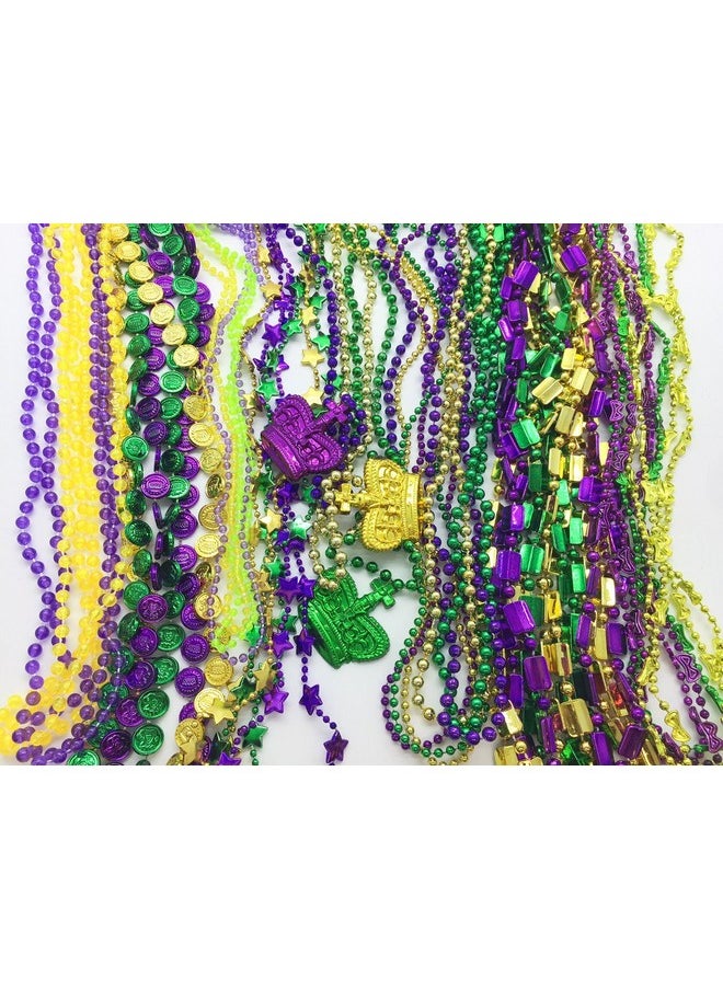 GiftExpress 100 Pcs Mardi Gras Metallic Bead Necklaces For Party Favors, Mardi Gras Party, New Year Parade, St Patrick Day Celebrations, Christmas Decorations, Tailgating Party, Gaysby Themed Party  - Image 2
