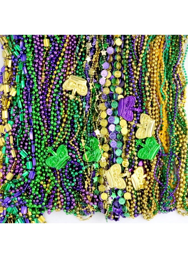GiftExpress 100 Pcs Mardi Gras Metallic Bead Necklaces For Party Favors, Mardi Gras Party, New Year Parade, St Patrick Day Celebrations, Christmas Decorations, Tailgating Party, Gaysby Themed Party  - Image 1