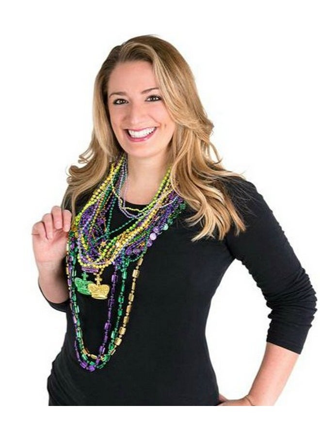 GiftExpress 100 Pcs Mardi Gras Metallic Bead Necklaces For Party Favors, Mardi Gras Party, New Year Parade, St Patrick Day Celebrations, Christmas Decorations, Tailgating Party, Gaysby Themed Party  - Image 3