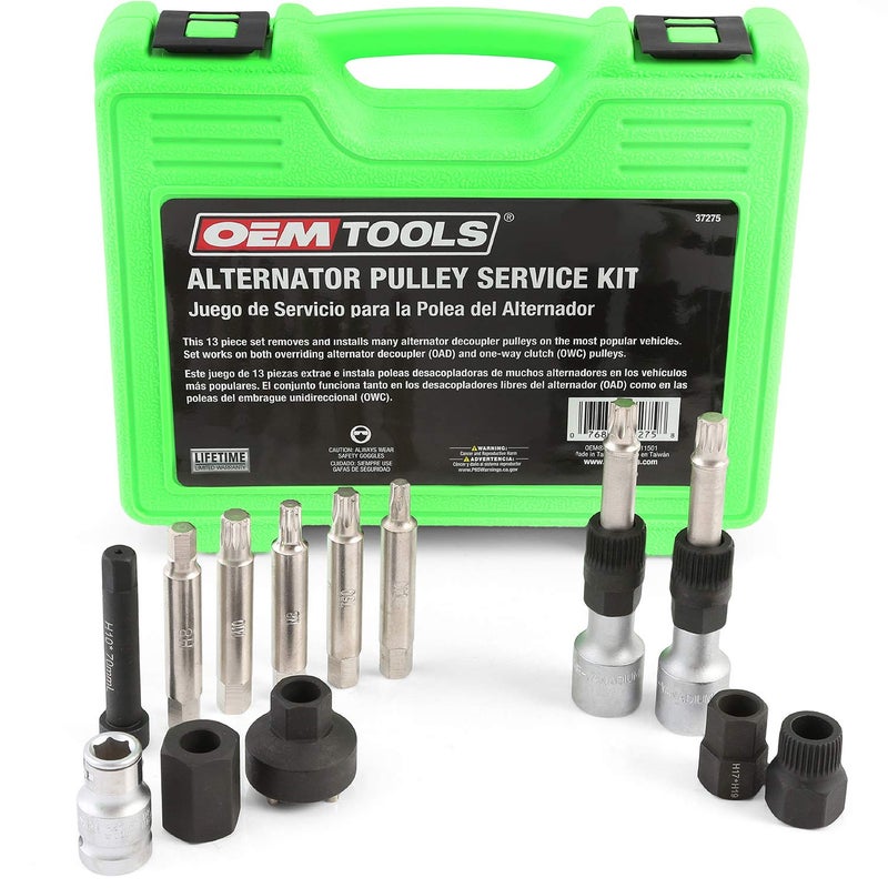 OEMTOOLS 37275 Alternator Decoupler Pulley Service Kit Alternator Pulley Removal Tool Automotive Puller Tool Set Alternator Decoupler Pulley Tool