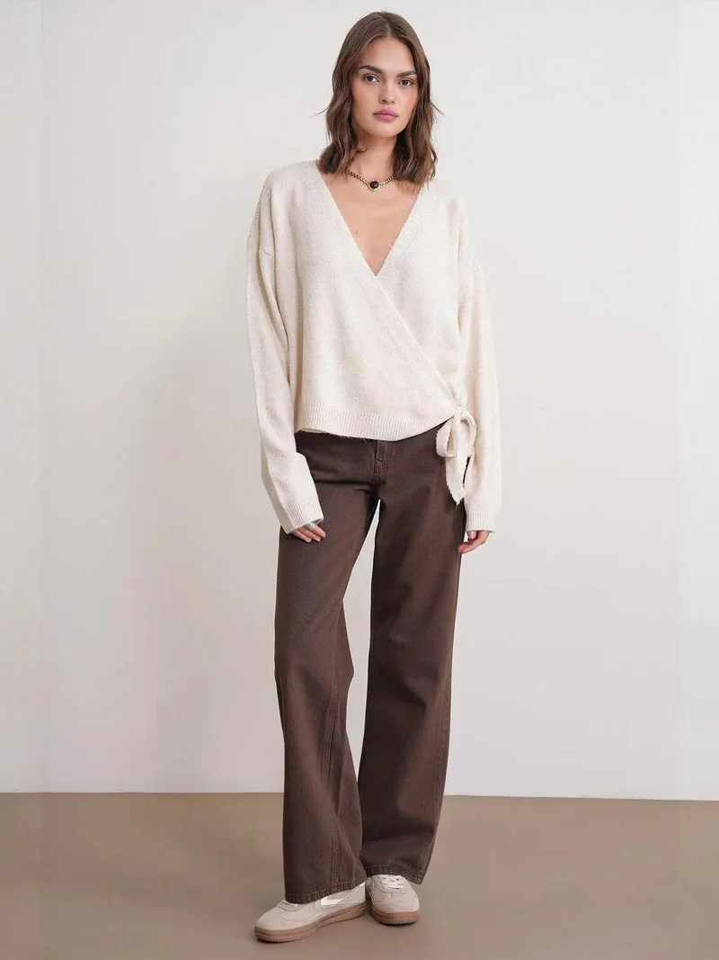 ميكسراي كارديجان ميكسراي بياقة على شكل حرف  وربطة أمامية