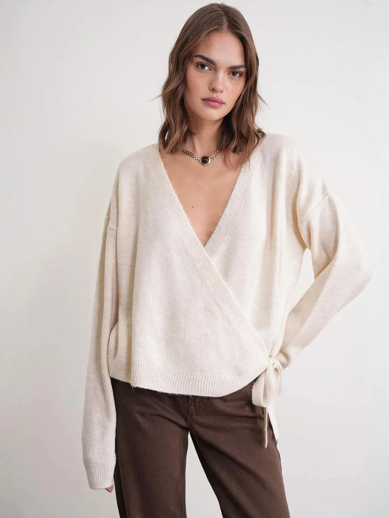 ميكسراي كارديجان ميكسراي بياقة على شكل حرف  وربطة أمامية