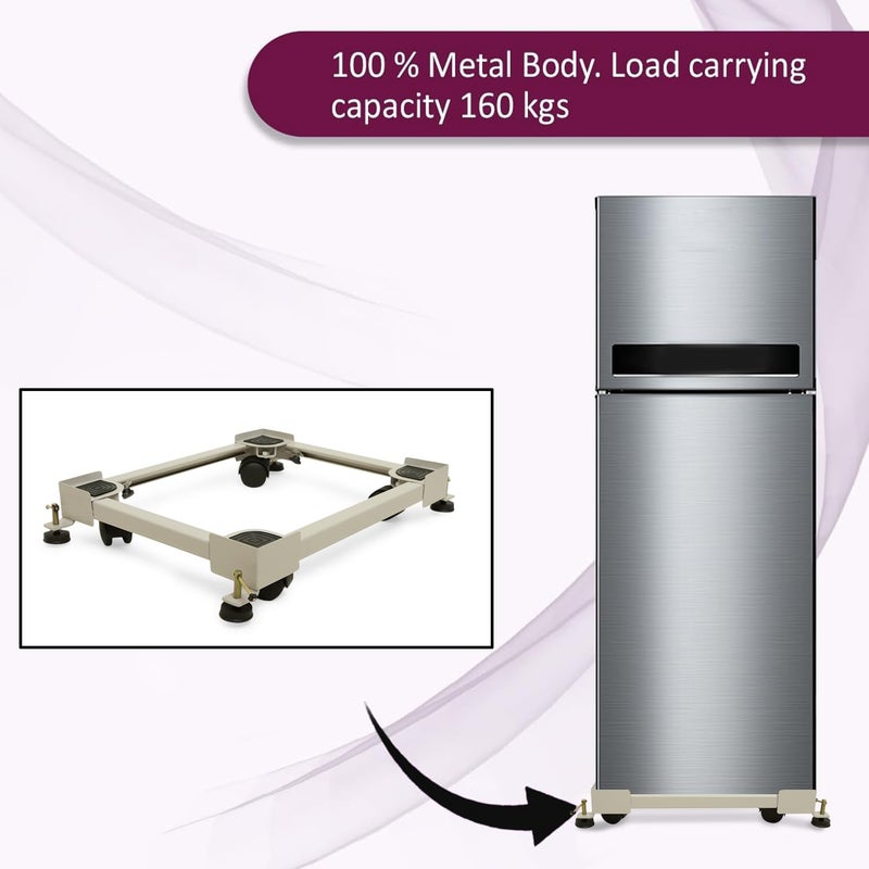 CELERITAS CELERITAS Adjustable 100 Heavy Metal Trolley Replacement Compatible with Whirlpool LG Samsung Bosch Washing Machine Stand 7kg Abv Front Top LoadFridge Cooler Stand with Wheels  - Image 4