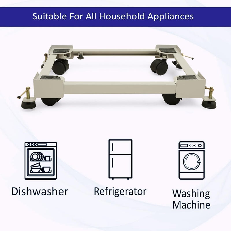 CELERITAS CELERITAS Adjustable 100 Heavy Metal Trolley Replacement Compatible with Whirlpool LG Samsung Bosch Washing Machine Stand 7kg Abv Front Top LoadFridge Cooler Stand with Wheels  - Image 3