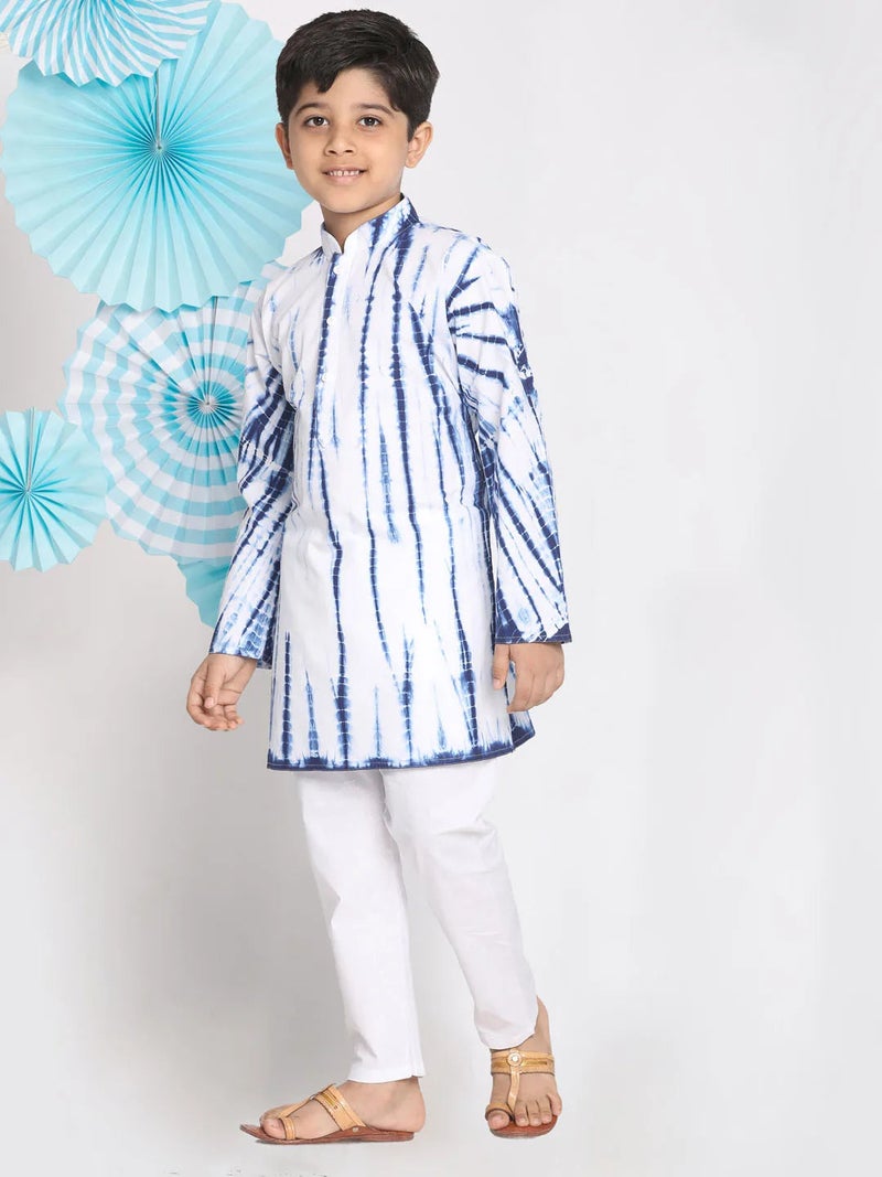 PRASHA Boys' Blue And White Kurta Pyjama Set - Image 2