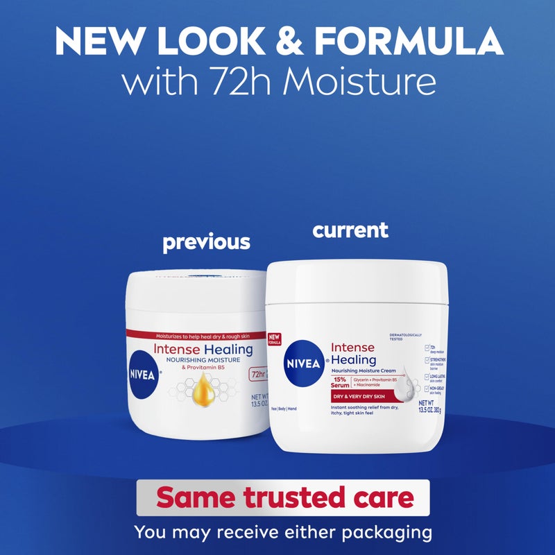 NIVEA Intense Healing Body Cream for Dry Skin with Glycerin, Provitamin B5 and Niacinamide, 72-Hour Moisture, Non-Greasy Body Moisturizer Immediately Soothes Dry, Itchy Skin Feeling, 13.5 Oz Jar - Image 2