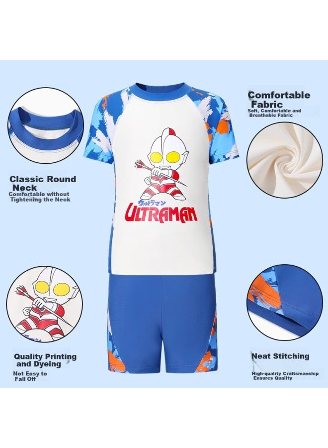 F.dyraa Classic Ultraman Children's Swimsuit Separate Small Medium Large Boys Swimwear Five-piece Set 34039 Navy Blue 3XL - Image 3