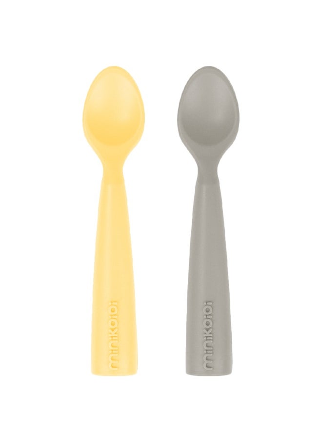 Minikoioi Silicone Scoopers  Mellow YelloWithPowder Grey  Pack of 2  - Image 2