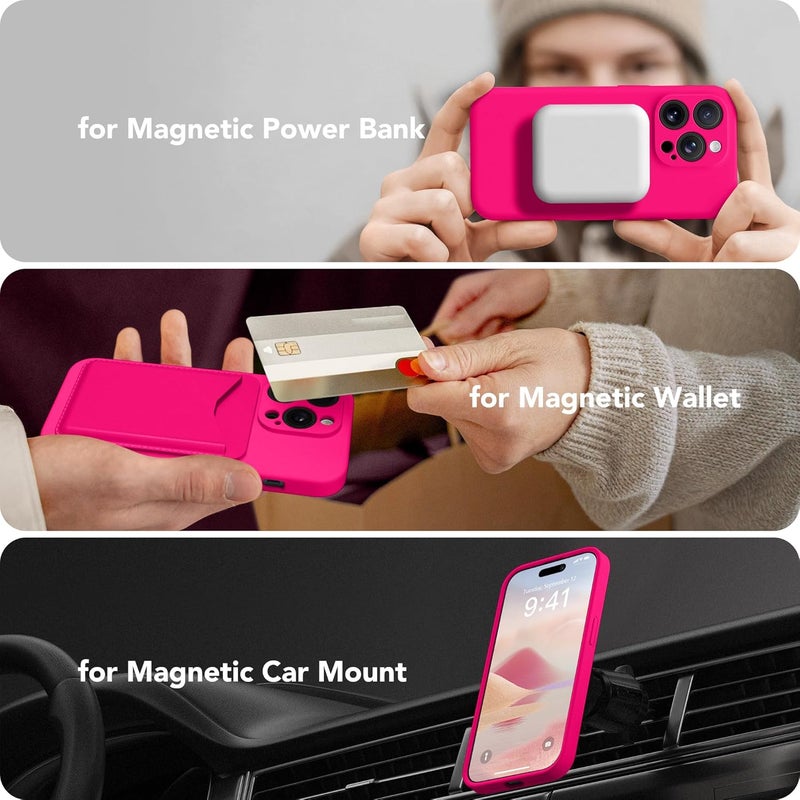 SUYDANBOX Magnetic for iPhone 13 Pro Max Case, Compatible with MagSafe, [Full Camera Protection][Screen Protector] Silicone Shockproof Protective Phone Case for iPhone 13 Pro Max 6.7", Hot Pink - Image 5