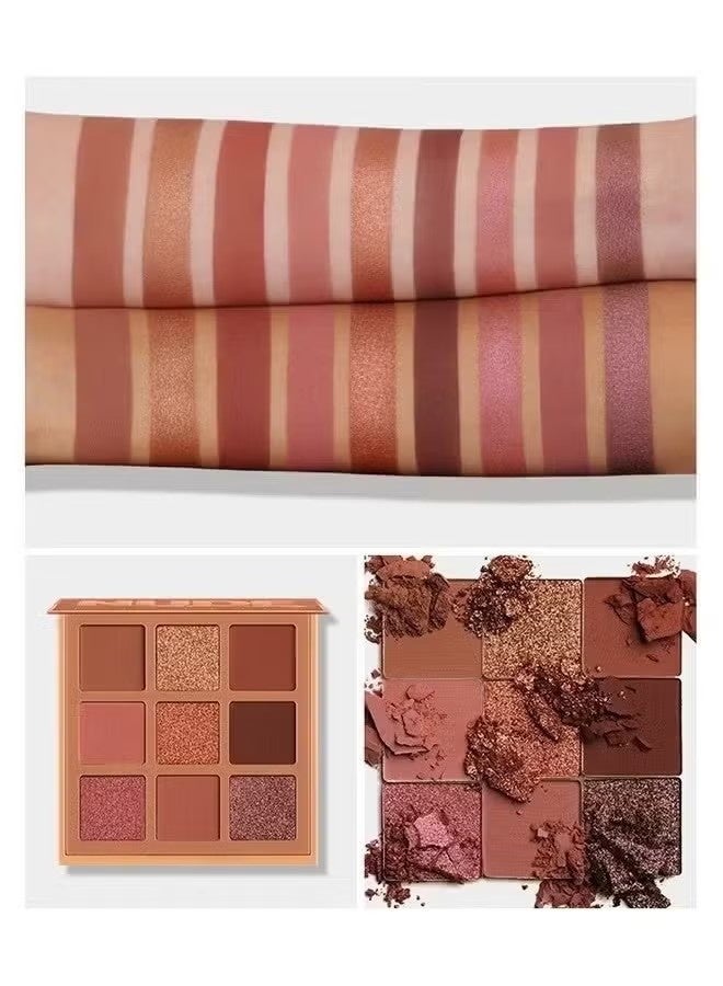 LANGMANNI 9 Color Pink Nude Light Warm Color Eyeshadow Palette Makeup, Glitter Matte Natural Neutral Colorful Eyeshadow Waterproof Long Lasting Natural Mixing Pigment Makeup - Image 3