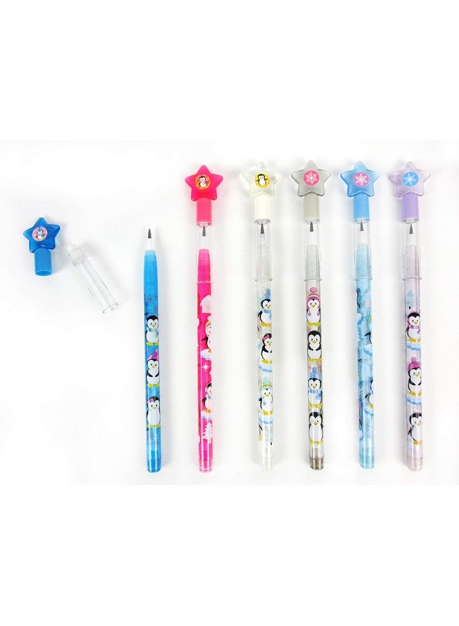 تايني ميلز مجموعة أقلام الرصاص القابلة للتكديس متعددة النقاط على شكل طيور البطريق من TINYMILLS، 24 قطعة، مع ممحاة، لحفلات الشتاء، هدايا حفلات التزلج على الجليد، مكافآت الفصل الدراسي، جوائز الكرنفال - Image 3