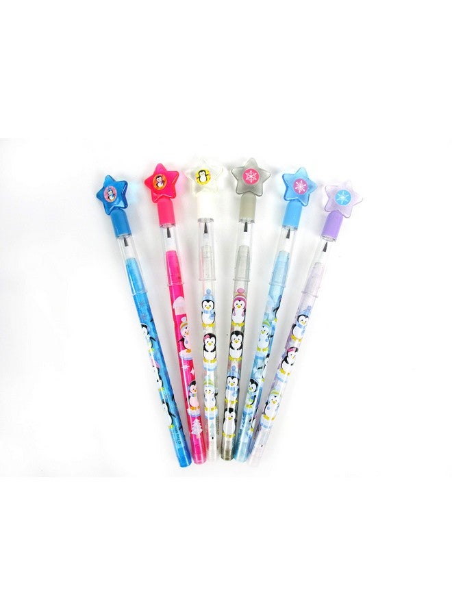 تايني ميلز مجموعة أقلام الرصاص القابلة للتكديس متعددة النقاط على شكل طيور البطريق من TINYMILLS، 24 قطعة، مع ممحاة، لحفلات الشتاء، هدايا حفلات التزلج على الجليد، مكافآت الفصل الدراسي، جوائز الكرنفال - Image 2