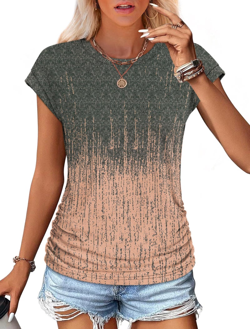 SAMPEEL Womens Summmer Tops 2026 Trendy Short Sleeve Shirts Spring Tops Fashion Beach Vacation Clothes Boho L - Image 2