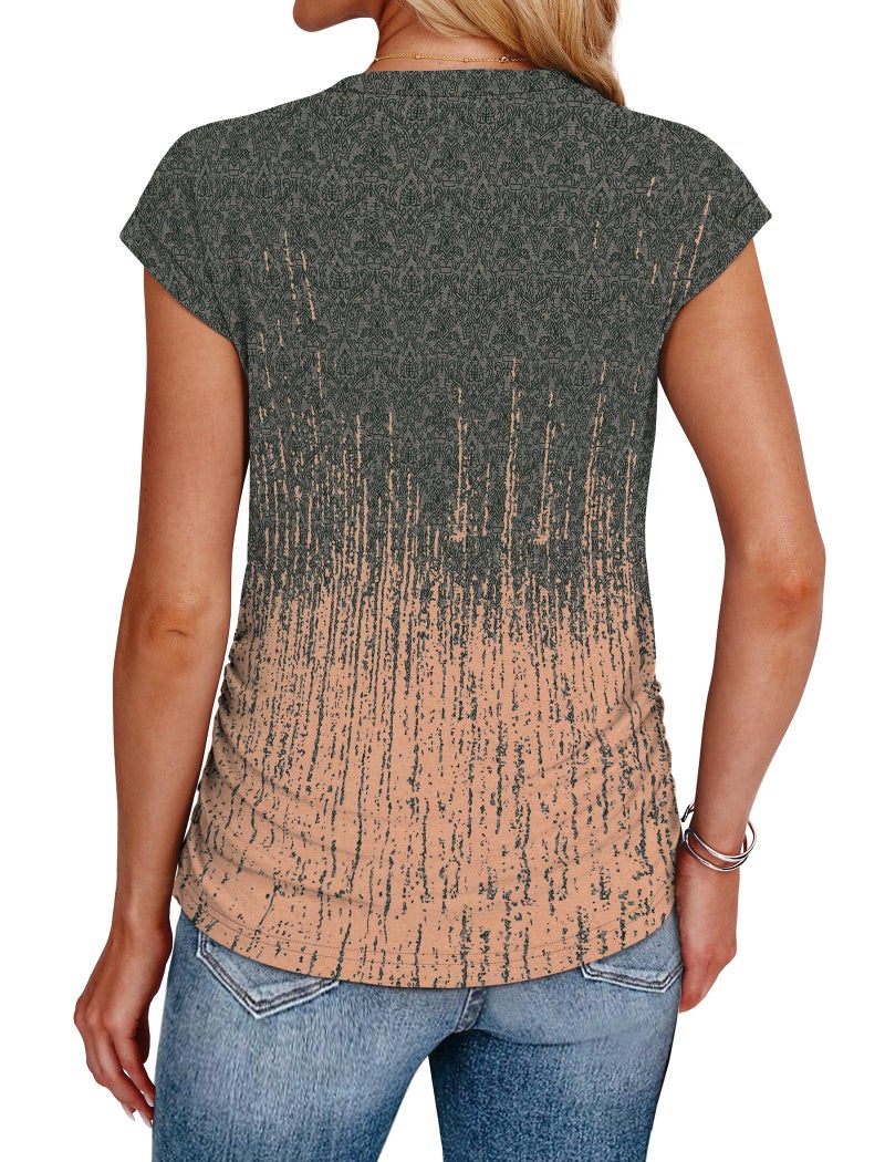 SAMPEEL Womens Summmer Tops 2026 Trendy Short Sleeve Shirts Spring Tops Fashion Beach Vacation Clothes Boho L - Image 5