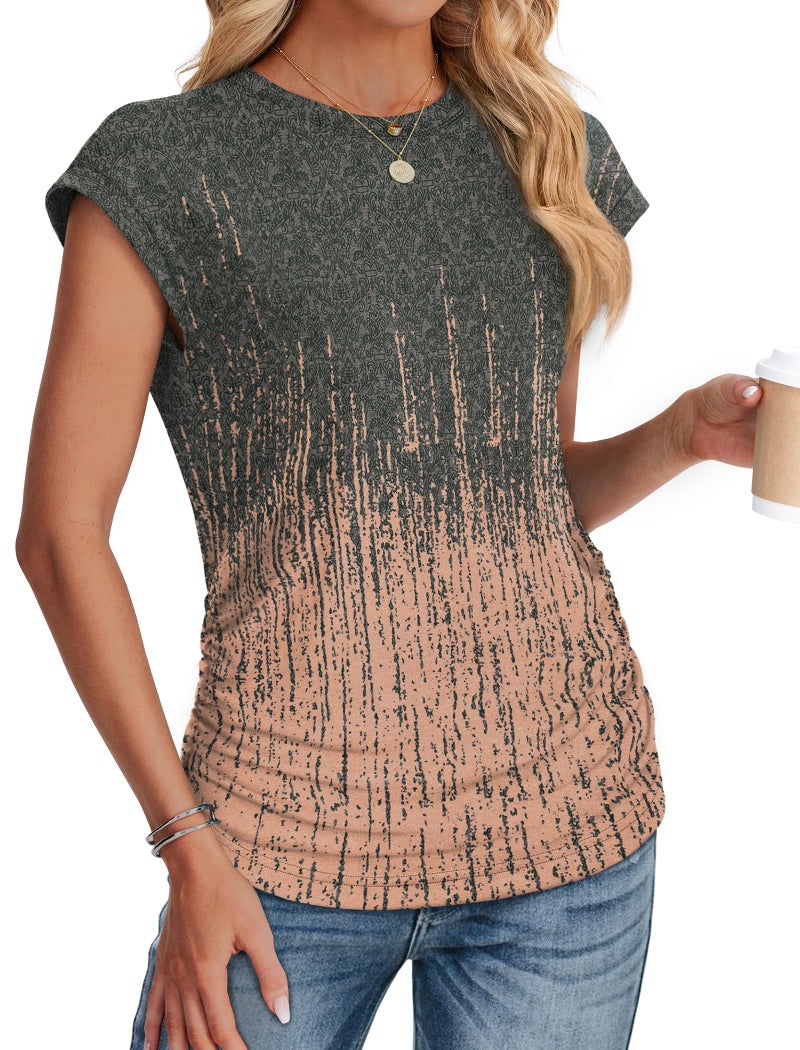 SAMPEEL Womens Summmer Tops 2026 Trendy Short Sleeve Shirts Spring Tops Fashion Beach Vacation Clothes Boho L - Image 3