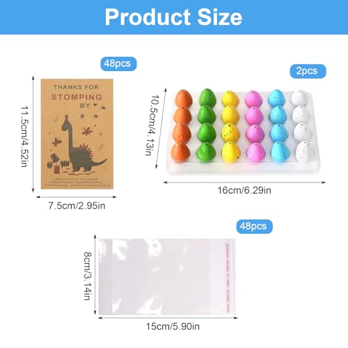 FASBET 48 Sets Dinosaur Party Favors Funny Mini Dinosaur Toys Dinosaur Birthday Party Supplies 48 Pack Dino Eggs and 48 Hatching Card Bulk Gifts Novelty Birthday Party Decorations for Kids Boys Girls Toddler - Image 5