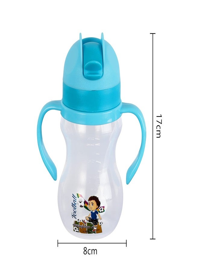 Zerya Little Champ Spill-Proof Sipper Cup Transparent Water Bottle with Gravity Ball Straw and Handle - 350 ML (Blue) - Image 4