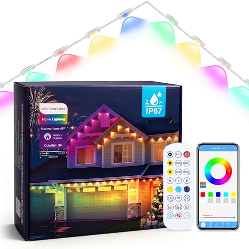 NovaFloat 148FT 54LEDs RGB Permanent Outdoor Lights, Control, IP67 Waterproof Under Eave Lighting with Remote, DIY Music Sync for House, Holiday, Party, Garden Decor - Image 1