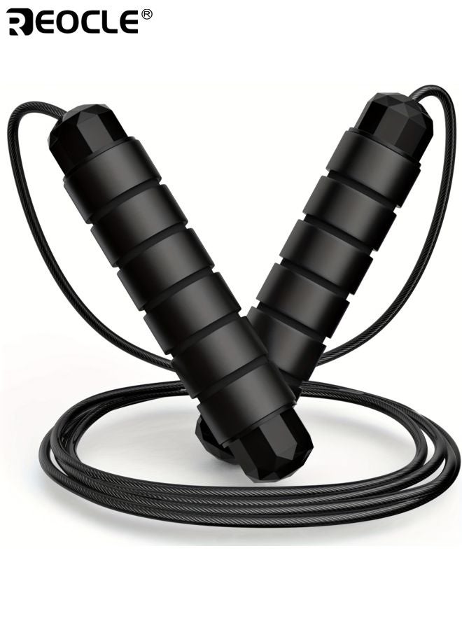 REOCLE Adjustable Length Steel Cable Skipping Rope Comfort Foam Handles 360° Smooth Rotation High Density PVC Coating Jump Ropes Perfect for Fitness Workout - Image 1