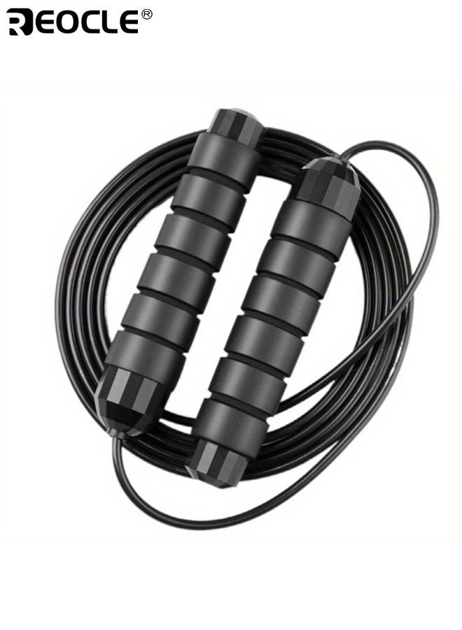 REOCLE Adjustable Length Steel Cable Skipping Rope Comfort Foam Handles 360° Smooth Rotation High Density PVC Coating Jump Ropes Perfect for Fitness Workout - Image 5