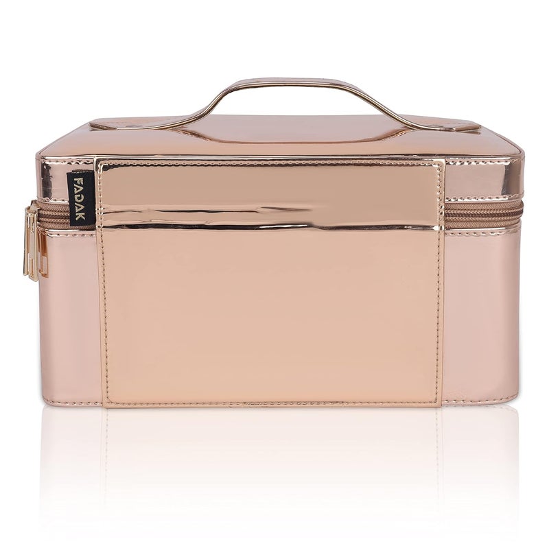fadak Vanity Organiser for Women Makeup Box for All Cosmetic and Jewellery Item Pu Pattern Rose Gold - Image 2