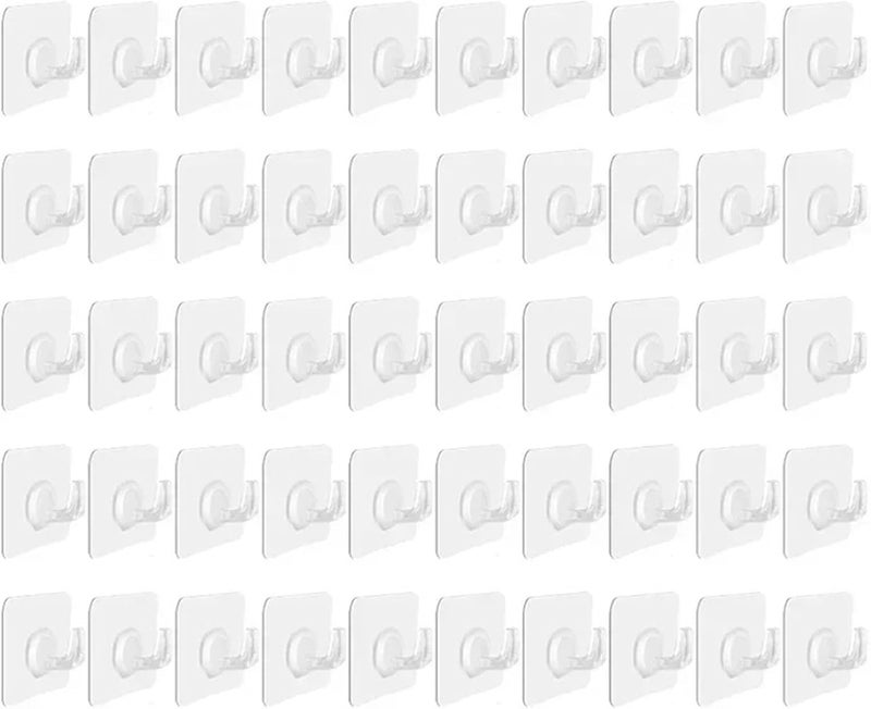 Towel Hook 50pcs Transparent Self Adhesive Hooks Door Wall Mounted Hanger Hook Suction Heavy Load Rack Kitchen Bathroom Organizer Holder - Image 1