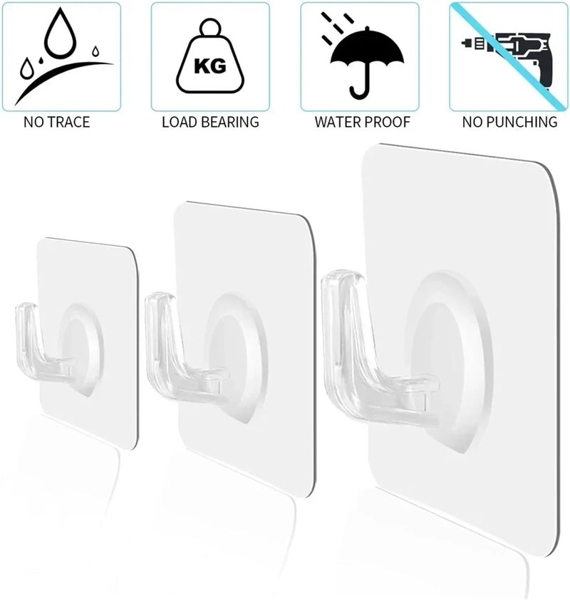 Towel Hook 50pcs Transparent Self Adhesive Hooks Door Wall Mounted Hanger Hook Suction Heavy Load Rack Kitchen Bathroom Organizer Holder - Image 5