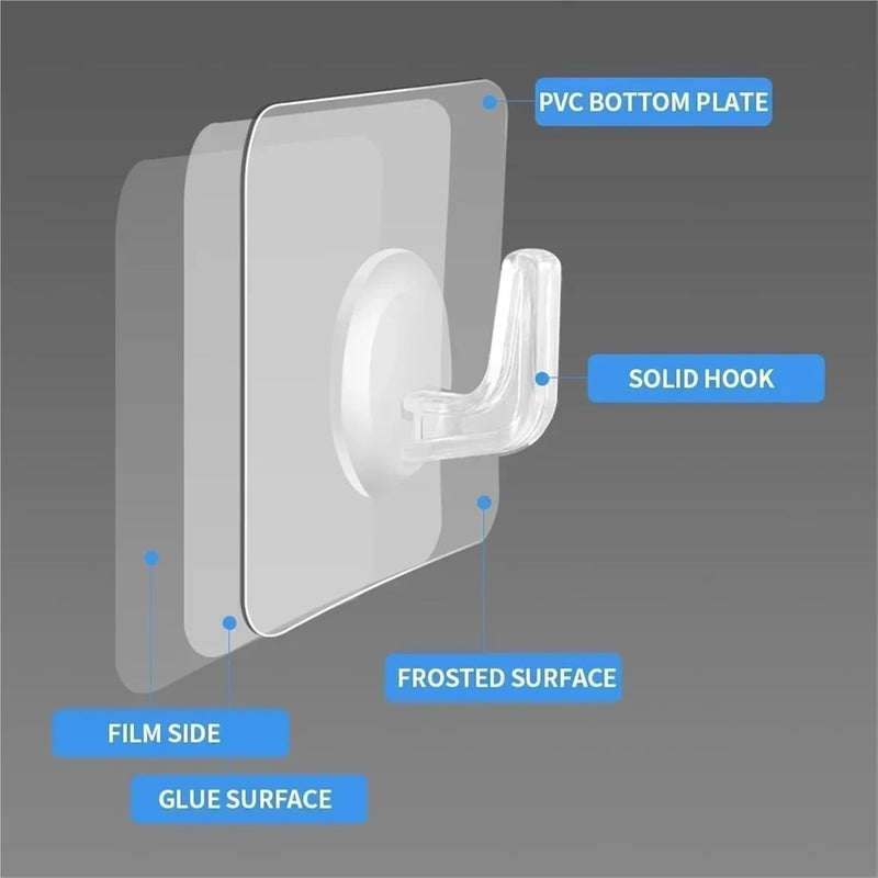 Towel Hook 50pcs Transparent Self Adhesive Hooks Door Wall Mounted Hanger Hook Suction Heavy Load Rack Kitchen Bathroom Organizer Holder - Image 2