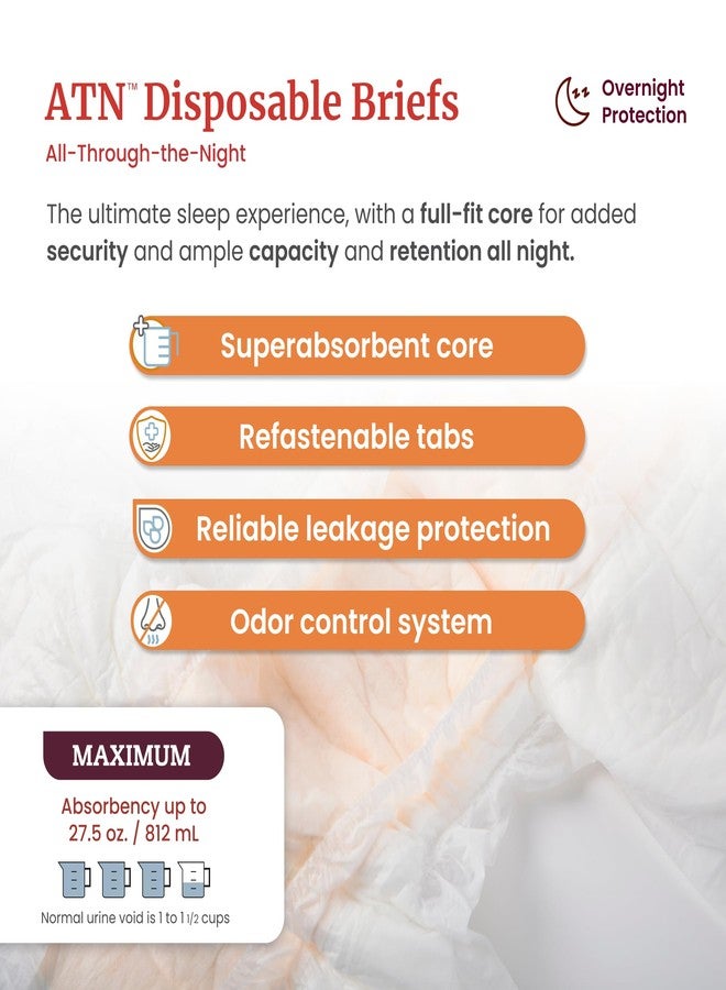 Tranquility Premium ATN Disposable Briefs with Tabs, Overnight Protection Superabsorbent Core for Leak-Free and Full-Fit Comfort, Small 10ct Bag - Image 2