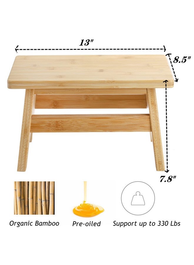 Lyellfe Bamboo Step Stool, Non-Slip One Step Stool, Potty Training Stool, Portable Sturdy Bedside Stool for High Beds, Kids Adults, Support up to 300lbs, Easy Assembly - Image 2