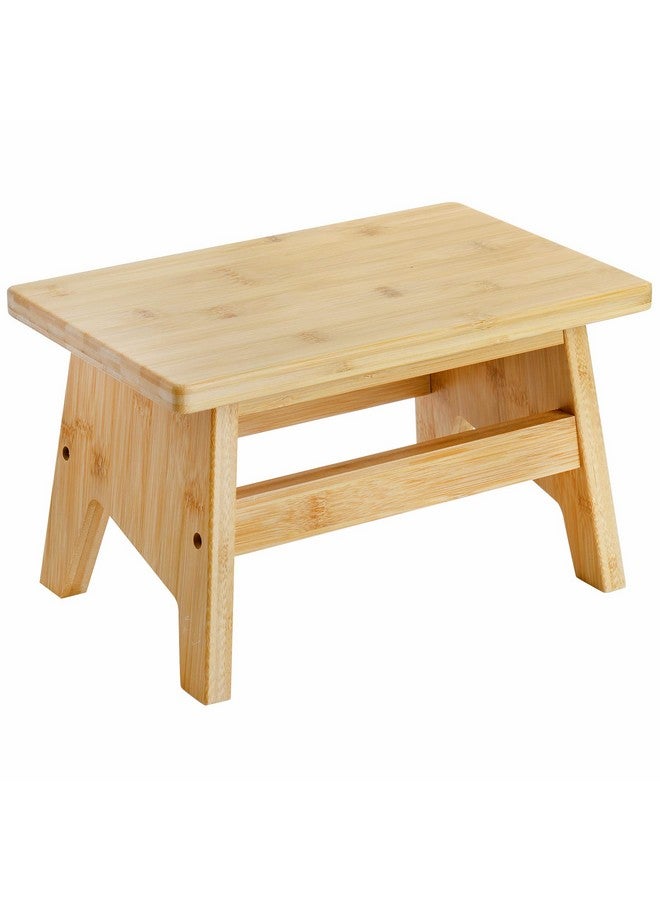 Lyellfe Bamboo Step Stool, Non-Slip One Step Stool, Potty Training Stool, Portable Sturdy Bedside Stool for High Beds, Kids Adults, Support up to 300lbs, Easy Assembly - Image 1