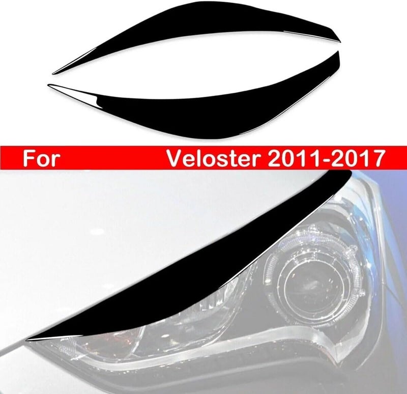 Vuzmode Gloss Black Headlight Eyebrow Trim for Hyundai Veloster - Image 4
