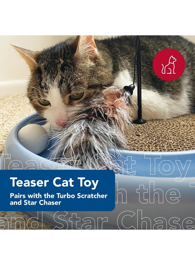 Bergan Coastal Pet Turbo Teaser Cat Toy - Interactive Cat Feather Toy and Cat Wand - Attach to Cat Towers & Scratcher Pads - Assorted - 10" - Image 2