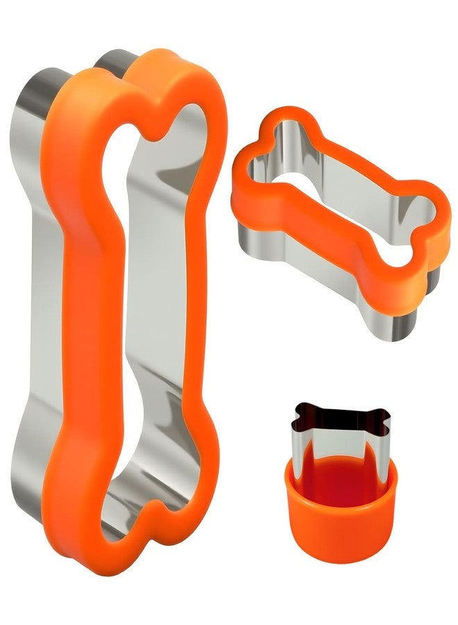 VTUGP Dog Bone Shape Cookie Cutter Set, 3 Pieces - Large 4.45'' Small 2.95'' Mini 1.53'', Stainless Steel Dog Treats Cutters Biscuit Molds with Plastic Cover - Image 1