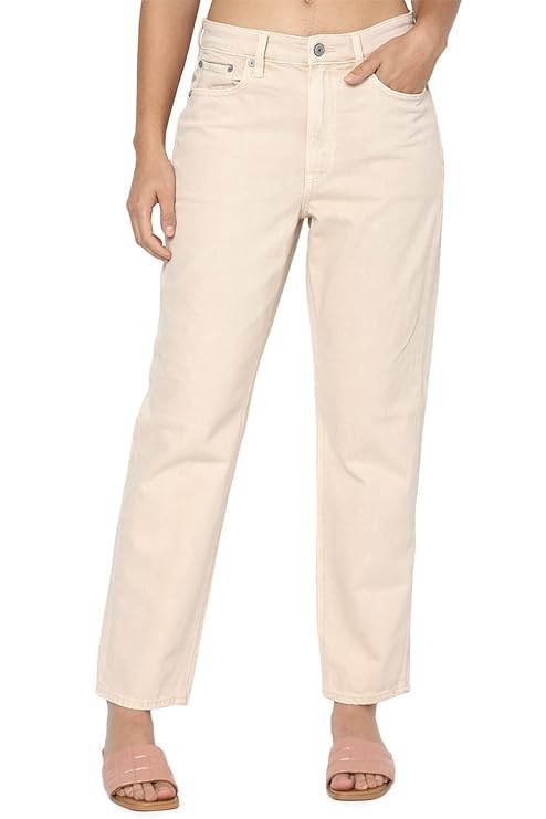 ADBUCKS Womens High-Rise Mom's Fit Jeans (in, Numeric, 36, Regular, Beige) - Image 5